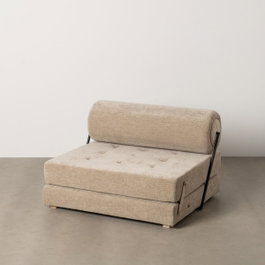 Ixia Sofá Beige de Tejido y Madera para Salón