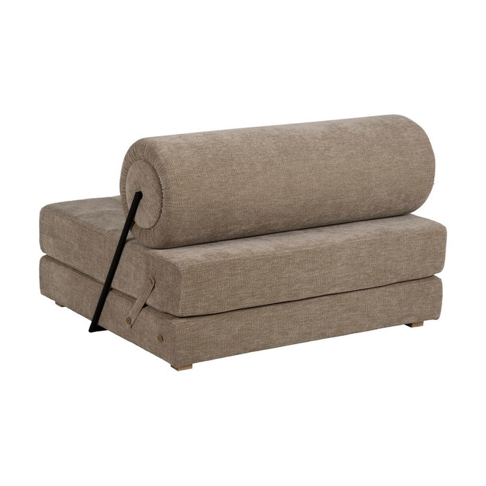 Ixia Sofá Beige de Tejido y Madera para Salón