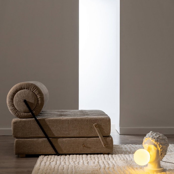 Ixia Sofá Beige de Tejido y Madera para Salón