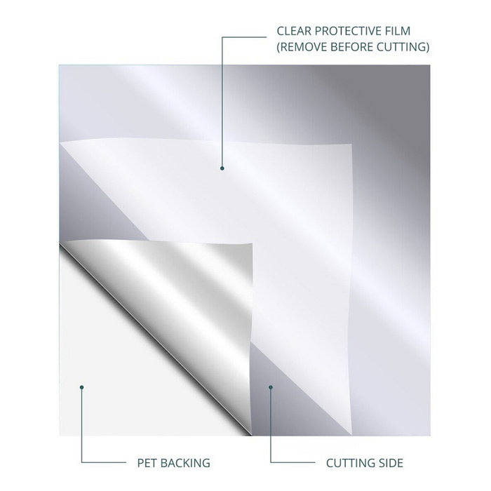 LOKLiK Europe Vinilo Adhesivo Permanente Metálico Espejo Plata 30,5 x 180 cm