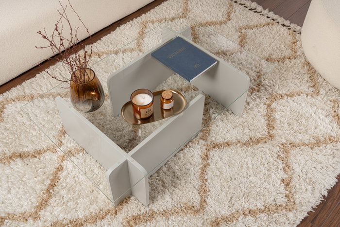Nordure Mesa de Centro Cristal Templado Gris 105x65x30 cm