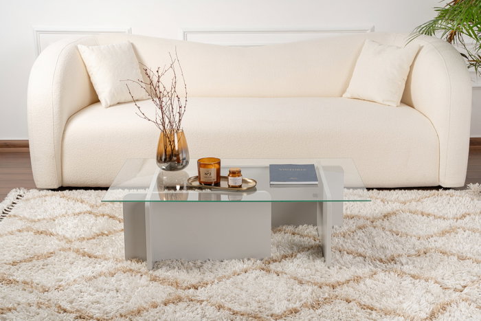 Nordure Mesa de Centro Cristal Templado Gris 105x65x30 cm