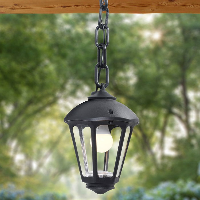 Fumagalli Farol de Techo con Cadena Sicar/Giampy, Cristal Transparente, IP55, E27 23W Máx, Negro, 210x750 mm Fumagalli Farol de Techo con Cadena Sicar/Giampy, Cristal Transparente, IP55, E27 23W Máx, Negro, 210x750 mm