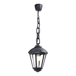 Fumagalli Farol de Techo con Cadena Sicar/Giampy, Cristal Transparente, IP55, E27 23W Máx, Negro, 210x750 mm