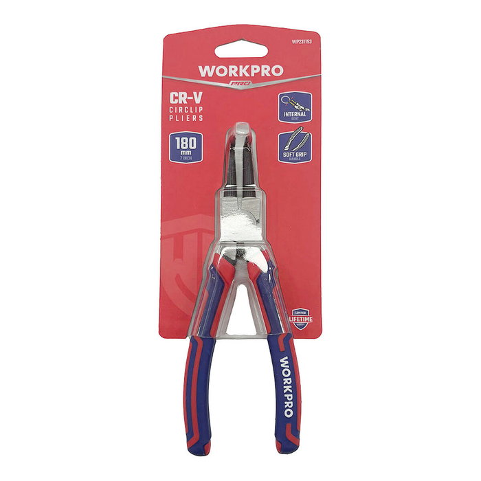 Workpro Alicates curvos 90° para arandelas de retención interior, 180 mm Workpro Alicates curvos 90° para arandelas de retención interior, 180 mm