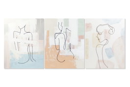 DKD Home Decor Cuadro Lienzo Mujer Abstracto Surtido de 3
