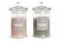 DKD Home Decor Set de 2 Velas en Frasco de Cristal Rosa Palo y Verde