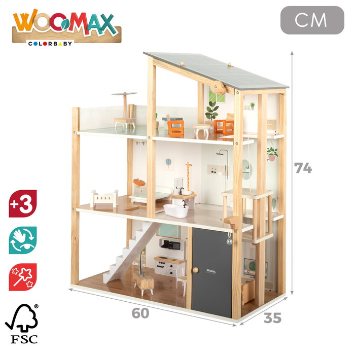 WOOMAX Casa de Muñecas de Madera