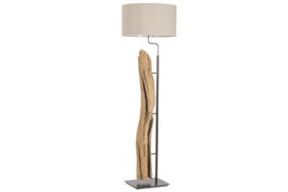 DKD Home Decor Lámpara de Pie de Teca y Hierro Hecha a Mano