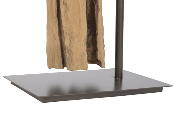 DKD Home Decor Lámpara de Pie de Teca y Hierro Hecha a Mano