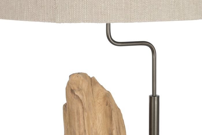 DKD Home Decor Lámpara de Pie de Teca y Hierro Hecha a Mano