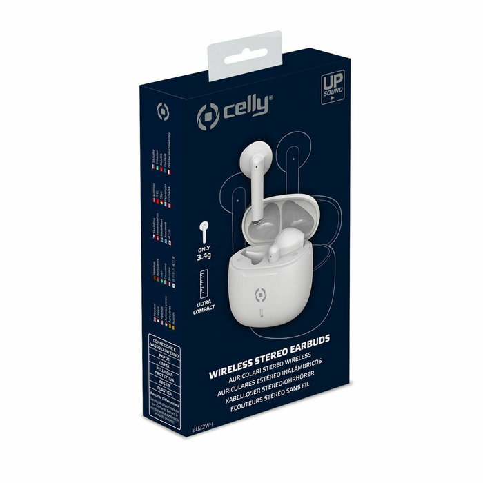 Celly Buz WH - Auriculares True Wireless Bluetooth, Inalámbricos Estéreo con Estuche de Carga