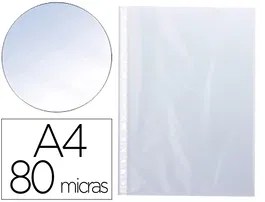 Q-connect Funda Multitaladro Cristal Folio 80 mc para Documentos Polipropileno Transparente No Adherente Tamaño Folio 215x315 mm Caja 1400 Unidades