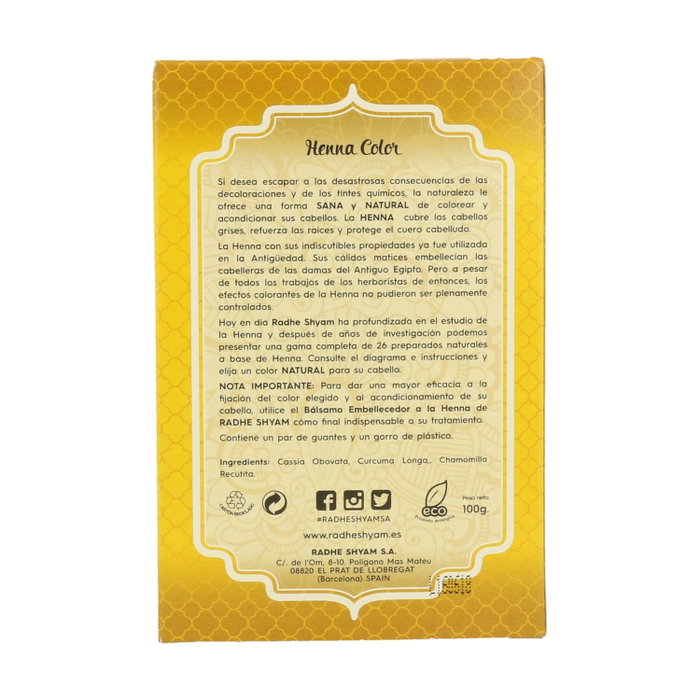 Radhe Shyam Henna Rubio Intenso en Polvo 100 g Radhe Shyam Henna Rubio Intenso en Polvo 100 g