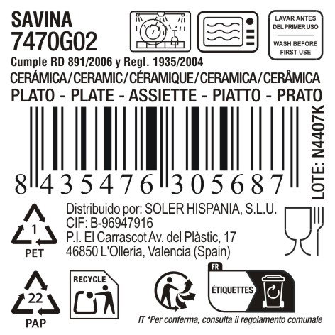 La Mediterranea Plato Savina Ø25.5 cm Colección 000 (12 Unidades)