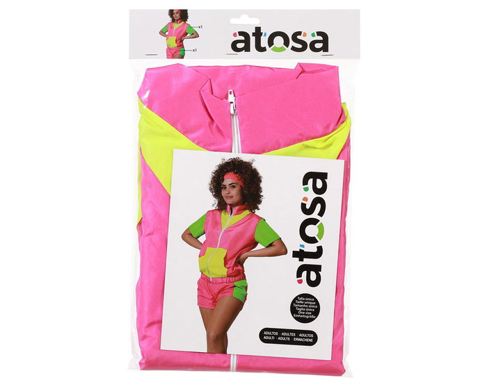 Chándal Corto de Dos Piezas en Colores Flúor para Disfraz de los Años 80 - Camiseta con Cremallera y Pantalón Corto de Aerobic Retro para Fiestas y Festivales Chándal Corto de Dos Piezas en Colores Flúor para Disfraz de los Años 80 - Camiseta con Cremallera y Pantalón Corto de Aerobic Retro para Fiestas y Festivales