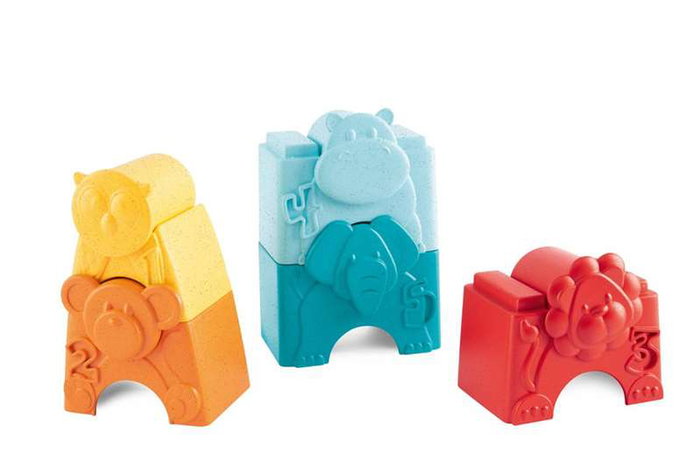 Chicco Torre Apilable Animalitos 2 en 1, Juguete Educativo para Desarrollar la Lógica y Habilidades Manuales Bebé 6 Meses a 3 Años (11x7x35 cm)