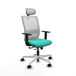 PIQUERAS Y CRESPO Silla de oficina Haches con mecanismo Sincro/Traslack, Turquesa y Blanco