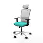 PIQUERAS Y CRESPO Silla de oficina Haches con mecanismo Sincro/Traslack, Turquesa y Blanco