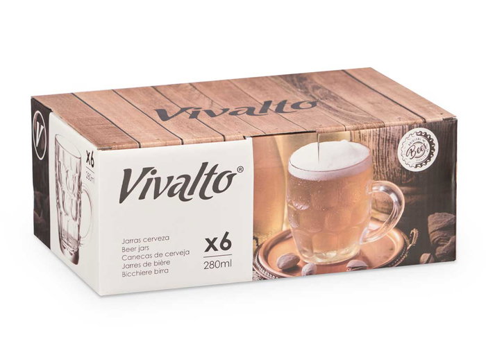 Vivalto Jarra Cerveza 280 ml con Asa Transparente Vidrio 10.5x9x7.5 cm (Set de 24) Vivalto Jarra Cerveza 280 ml con Asa Transparente Vidrio 10.5x9x7.5 cm (Set de 24)