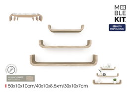 Moblekit Set de 3 Estantes Flotantes SVEN Oak