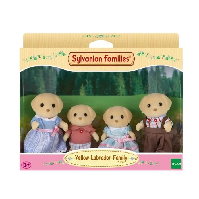 Sylvanian Families 5182 Familia Labrador de 4 Miembros articulados (Mamá, Papá, Hijo, Hija) con ropa removible
