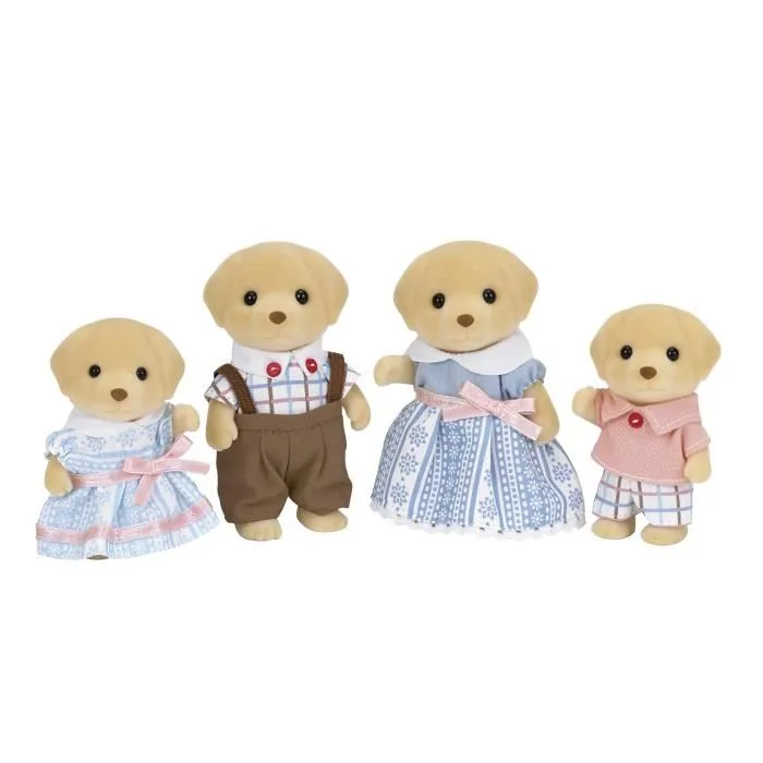 Sylvanian Families 5182 Familia Labrador de 4 Miembros articulados (Mamá, Papá, Hijo, Hija) con ropa removible