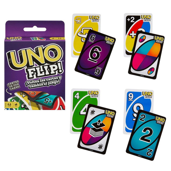 UNO GDR44 Juego de Cartas UNO Flip! El Clásico con un Nuevo Giro, Doble Cara y Cartas Especiales para +7 Años UNO GDR44 Juego de Cartas UNO Flip! El Clásico con un Nuevo Giro, Doble Cara y Cartas Especiales para +7 Años