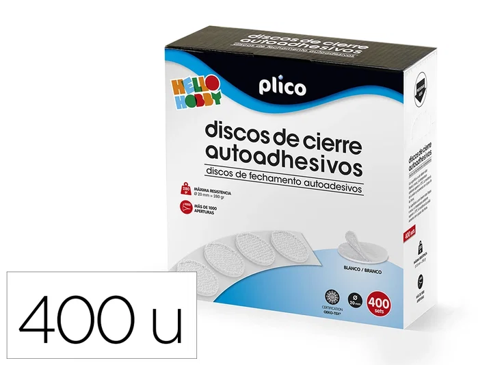 Plico Discos de Cierre Textil Autoadhesivos Ø20mm Blanco (400 unidades) Plico Discos de Cierre Textil Autoadhesivos Ø20mm Blanco (400 unidades)