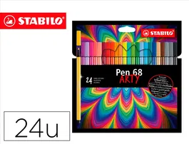 Stabilo Rotulador Acuarelable Pen 68 Arty Line 1 mm Estuche Cartón de 24 Unidades Colores Surtidos