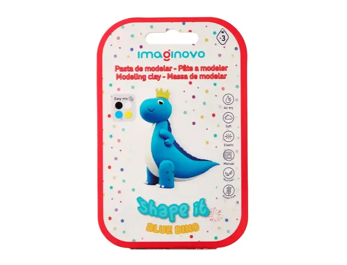 Imaginovo Set de Pasta para Modelar de Secado al Aire con Colores Surtidos e Instrucciones de Dinosaurio Azul