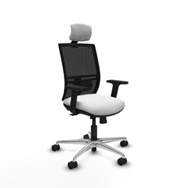 PIQUERAS Y CRESPO Silla de oficina Yunquera con mecanismo Sincro/Traslack, Blanco y Negro