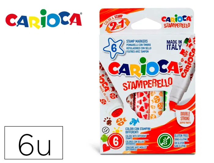 Carioca Rotulador Stamperello Caja 6 Unidades Colores Surtidos Punta Gruesa Carioca Rotulador Stamperello Caja 6 Unidades Colores Surtidos Punta Gruesa