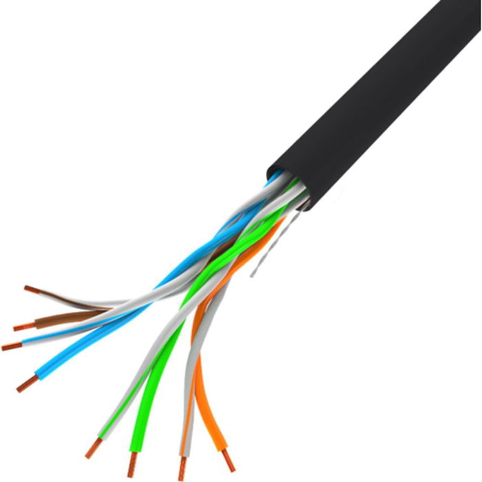 Lanberg Bobina Cable de Red UTP Categoría 5e, 100 Mbps, 305 Metros, Negro, AWG 24, CCA, U/UTP, para Redes LAN Internas y Exteriores