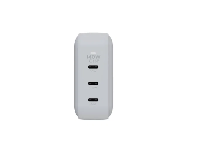 LINQ LQ48033 Cargador de Pared 140W GaN² - 3 Puertos USB-C PD 3.1 (140W+100W+30W) - Blanco - Carga Rápida Universal para Portátil, Smartphone y Tableta - Compatible con MacBook Pro