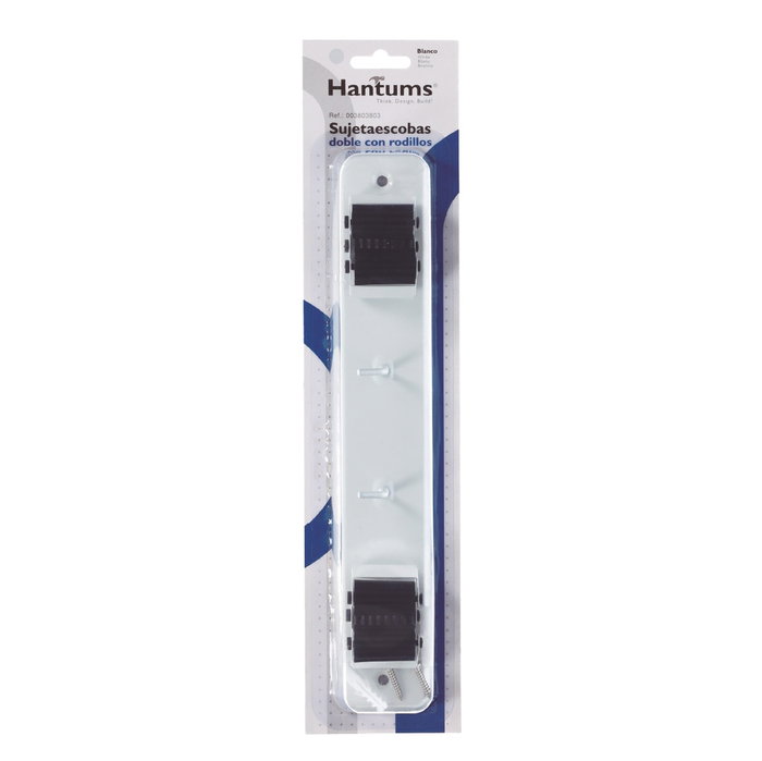 Hantums Sujetaescobas doble acero con rodillos goma Blanco Hantums Sujetaescobas doble acero con rodillos goma Blanco