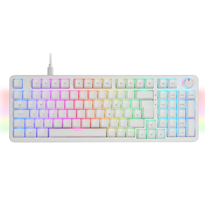 Mars Gaming MKPROWYES Teclado Mecánico Blanco con Switches Amarillos Lubricados y RGB Mars Gaming MKPROWYES Teclado Mecánico Blanco con Switches Amarillos Lubricados y RGB