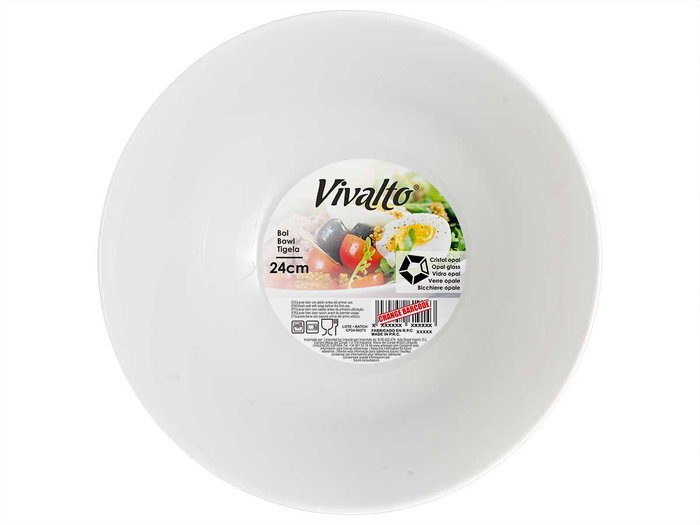 Vivalto Bol Liso Opal Blanco 24 cm Apto para Lavavajillas y Microondas (Set de 12) Vivalto Bol Liso Opal Blanco 24 cm Apto para Lavavajillas y Microondas (Set de 12)