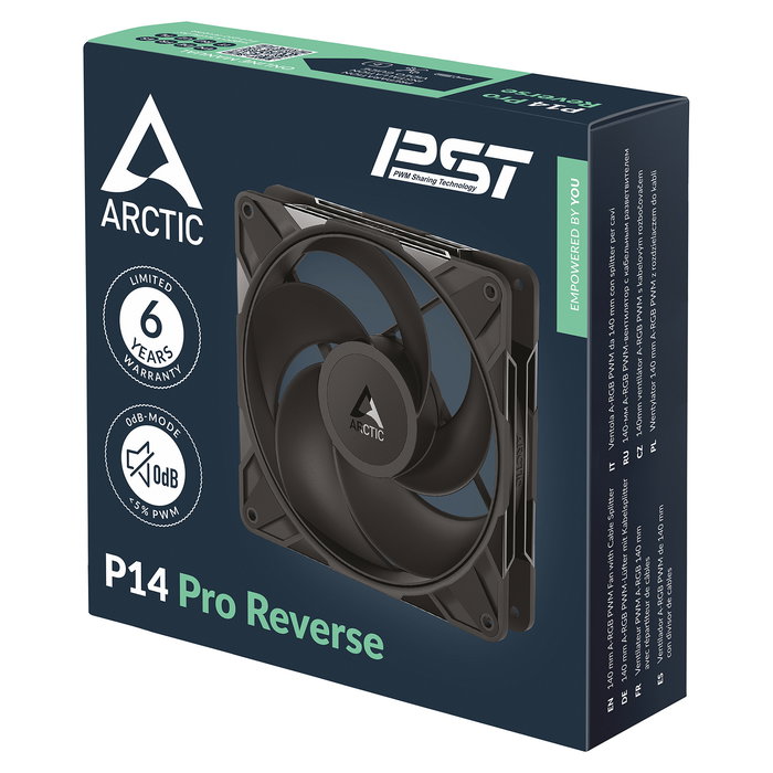 ARCTIC Ventilador ARCTIC P14 Pro Reverse PWM, Pack de 3, 140 mm, Flujo de Aire 166.5 m3/h, Negro