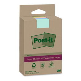 Post-It PACK 4 BLOCS 45 HOJAS NOTAS RECICLADAS ADHESIVAS 102X152MM SUPER STICKY CON LÍNEAS 4645-RSSCOL4 7100321348 Colores Surtidos