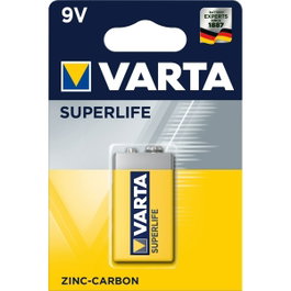 Varta Superlife Batería 9V Block - Pila alcalina de larga duración (1 unidad)