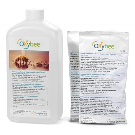 OXYBEE 39,4MG/ML POLVO 2 X 125G + SOLUCION 750 G el producto completo para varroasis OXYBEE 39,4MG/ML POLVO 2 X 125G + SOLUCION 750 G el producto completo para varroasis