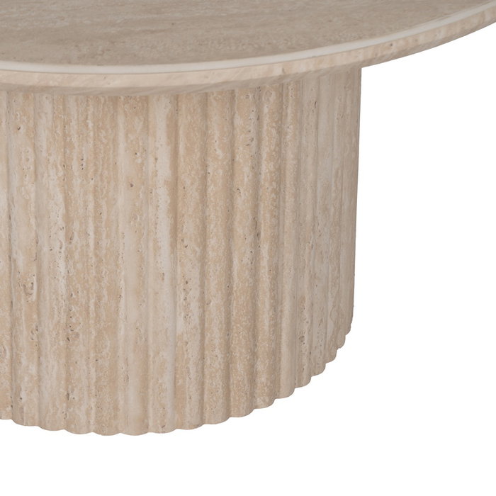 Mesa Centro Beige Piedra Mdf Decoración 90 X 90 X 45 cm