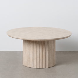 Mesa Centro Beige Piedra Mdf Decoración 90 X 90 X 45 cm