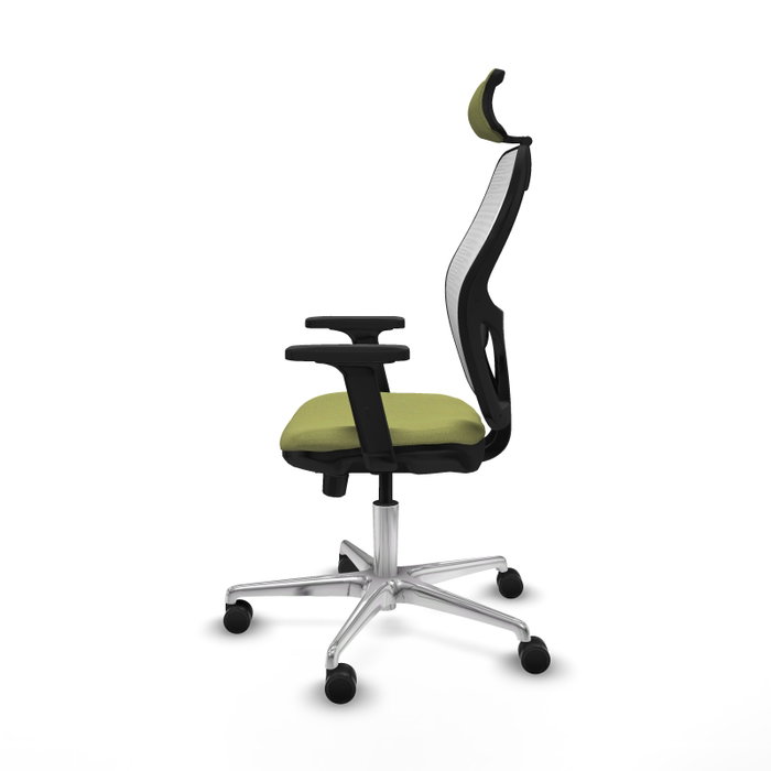 PIQUERAS Y CRESPO Silla de oficina Jorquera con mecanismo Sincro/Traslack, Verde oliva y Blanco