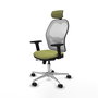 PIQUERAS Y CRESPO Silla de oficina Jorquera con mecanismo Sincro/Traslack, Verde oliva y Blanco