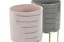 DKD Home Decor Set de 2 Maceteros de Cerámica con Rayas Agua de Rosas