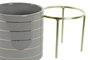 DKD Home Decor Set de 2 Maceteros de Cerámica con Rayas Agua de Rosas