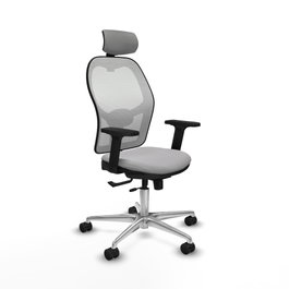 PIQUERAS Y CRESPO Silla de oficina Jorquera con mecanismo Sincro/Traslack Gris claro y Blanco