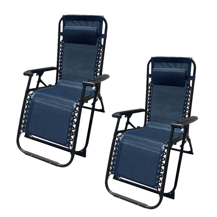 Marbueno Tumbona Plegable Acero Cojin Jardin y Piscina 90X66X108 Gravedad Cero Azul Oscuro MARBUENO SUMMER 10011X2